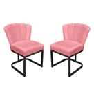 Kit Cadeira Pétala Veludo Rosa Base de Ferro Preta - Belliv Decor Kit Cadeira Pétala Veludo Rosa Base de Ferro Preta - Belliv Decor