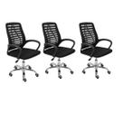Kit Cadeiras Escritório Atendimento Preta Base Giratória Material Do Estofamento Tela Mesh Zebrada 3 un Kit Cadeiras Escritório Atendimento Preta Base Giratória Material Do Estofamento Tela Mesh Zebrada 3 un