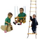 Kit Cadeirinha DE Balanço Infantil Com Escadinha Suspensa E Gangorra Em Madeira