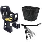 Kit Cadeirinha Infantil Traseira Bicicleta Bike + Bagageiro Garupa Suporte Articulado + Cesta C Tamp