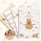Kit Caderno Brochura Capa Dura Grande Capivara Capycuties 4un 80 folhas com Pauta Escolar Ensino Fundamental