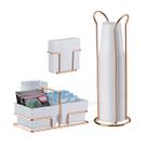 Kit Café 3 Peças Suporte Copos Descartáveis 200ml Porta Sachês Guardanapos Cobre Rose Gold - Future