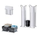 Kit Café 3 Peças Suporte Copos Duplo Porta Saches Guardanapos Cromado - Future
