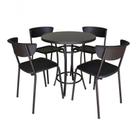Kit Café Bar 1 Mesa E 4 Banquetas Linha Smart Preto