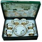 Kit Café Clássico e Sofisticado 6 Xícaras e Pires 80ml com Detalhes Dourados. Luxo e Elegância para seu Cafézinho.