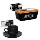 Kit Café da Manhã com Mantegueira e Xícaras Pretas Manhattan Hauskraft