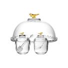 Kit Café Da Manha Meleira Açucareiro Queijeira Cristal Bird