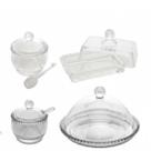 Kit Café da Manhã Pearl Queijeira Açucareiro Manteigueira Meleira Cristal Wolff Mesa Posta
