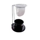 Kit Café Gourmet Xícara Pires Esmaltada Preto e Mini Coador e Suporte