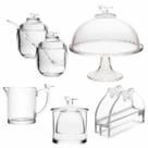 Kit Cafe Manhã Cristal Bird Porta Bolo, Açucareiro, Manteiga 6pç Wolff