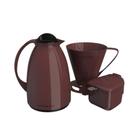 Kit Café Pratico Garrafa 650 ML Marrom 3 Peças - Unitermi