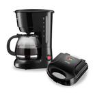 Kit Cafeteira Elétrica 18 Xícaras PCA018 com Sanduicheira Grill PSD121 Lenoxx Preta 127V Kit Cafeteira Elétrica 18 Xícaras PCA018 com Sanduicheira Grill PSD121 Lenoxx Preta 127V