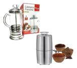 Kit Cafeteira Francesa 350ml + Moedor De Café Elétrico Kit Cafeteira Francesa 350ml + Moedor De Café Elétrico