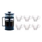 Kit Cafeteira Francesa 600ml + 6 Xícaras De Vidro Melissa