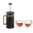 Kit Cafeteira Francesa 600ml + Copos Vidro Duplo Shot 80ml
