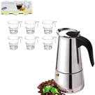 Kit Cafeteira Italiana Inox indução e Jogo 6 Xícaras Vidro canecas de café Kit Cafeteira Italiana Inox indução e Jogo 6 Xícaras Vidro canecas de café