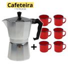 Kit Cafeteira Italiana Moka Premium + 6x Canecas Retro 350ml