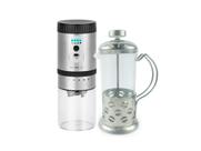 Kit Cafeteira Prensa Francesa de Vidro Modelo Coffee 350ML e Moedor de Grãos de Café Elétrico Carregamento USB