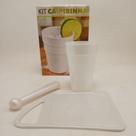 Kit caipirinha amassador, tabua e copo 450ml branco perolado - N10 Kit caipirinha amassador, tabua e copo 450ml branco perolado - N10