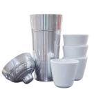 Kit Caipirinha Profissional De Alumínio Coqueteleira 550ml com 4 copos Shot 80ml Porcelana Branca