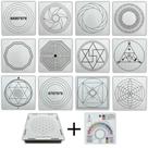 Kit Caixa + 12 Principais Gráficos Radiônicos MDF BRANCO 3mm 20x20cm + Relógio com Prancha Francesa