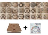 Kit Caixa + 24 Gráficos Radiestesia MDF Cru 20x20cm 3mm + Relógio Prancha Francesa -