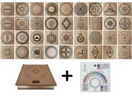 Kit Caixa + 36 Gráficos Radiestesia MDF Cru 20x20cm 3mm + Relógio Prancha Francesa -