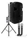 Kit Caixa Amplificada + Microfone Sem Fio Duplo Com Tripé