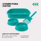Kit Caixa de Areia para Gatos Higiênico com Pá Comedouro Bebedouro