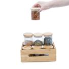 Kit caixa de bambu vazada e 10 potes de vidro de 200ml Oikos