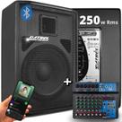 Kit Caixa de som AT-250w + Mesa de Som 8 Canais Mxt