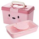 Kit caixa organizadora com alça e porta lenço umedecido ursa Plasutil