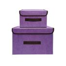 Kit Caixa Organizadora Dobrável com Tampa Alça para Closet Guarda Roupa e Prateleira Brinquedos Multiuso Roxo