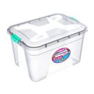 Kit caixa organizadora grande transparente com tampa e travas 20 litros