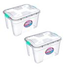 Kit caixa organizadora grande transparente com tampa e travas 20 litros