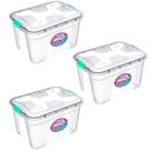 Kit caixa organizadora grande transparente com tampa e travas 20 litros