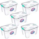 Kit caixa organizadora grande transparente com tampa e travas 20 litros