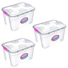 Kit Caixa Organizadora Transparente 12 Litros Com tampa e Travas
