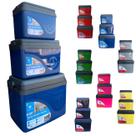 Kit Caixa térmica Cooler 7,5L + 15L + 30L Alça Tampa bandeja FloripaUnitermi Cerveja Praia Churrasco
