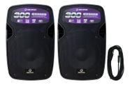 Kit caixas ativa / passiva 10' fk-300x + suporte tripé + cabo 6 metros