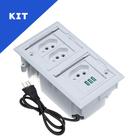 Kit Caixas De Tomadas 4 Blocos Com 3 Tomadas 20A 3USB Branco Kit Caixas De Tomadas 4 Blocos Com 3 Tomadas 20A 3USB Branco