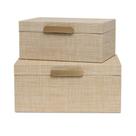 Kit Caixas Decorativas em MDF Bege Claro com Puxador Dourado 2 Peças Kit Caixas Decorativas em MDF Bege Claro com Puxador Dourado 2 Peças