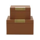 Kit caixas em mdf com revestimento em pu marrom - 2 pçs 19526