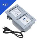 Kit Caixas Tomadas Embutir 2 Tom 10A 1 USB Dados 1 RJ-45 CZ