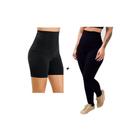 Kit Calça Legging + Bermuda Cós Alto Modelador Alta Compressão Suplex Poliamida - PRETO