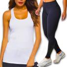 Kit Calça Legging Cintura Alta + Regata Academia Fitness 176