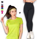 Kit Calça Legging Cós Alto + Camiseta Academia Corrida Fitness Dry PLT 385