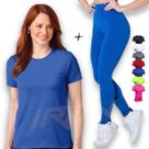 Kit Calça Legging Cós Alto + Camiseta Academia Fitness Corrida Dry PLT 386
