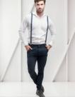 Kit Calça Sarja Suspensório Alfaiataria Sport Fino Casamento Kit Calça Sarja Suspensório Alfaiataria Sport Fino Casamento