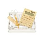 Kit Calculadora / Régua/ Tesoura Dourada P/ Escritório